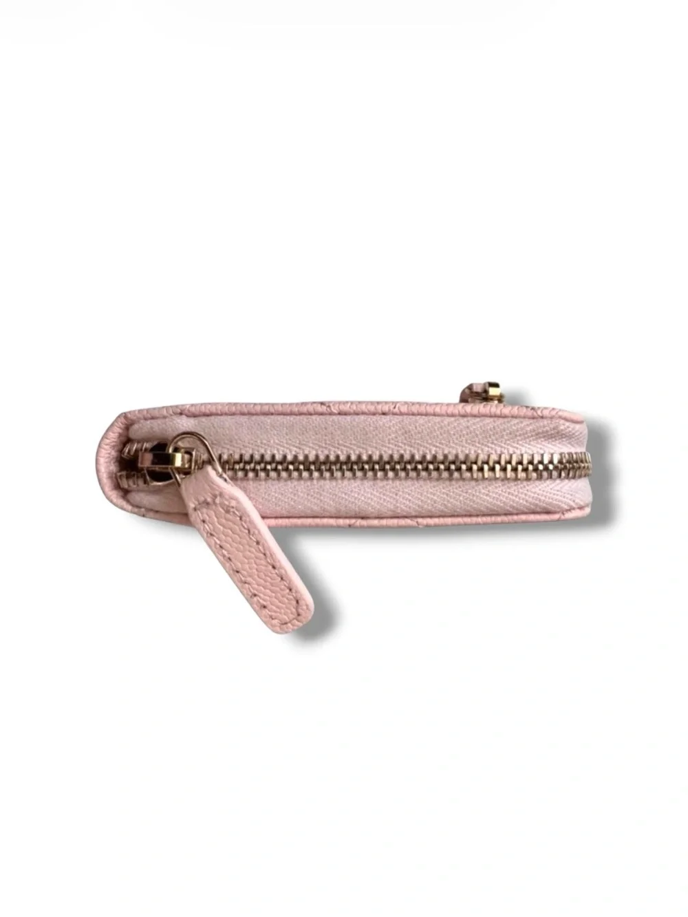 🆕🩷CHANEL LIGHT PINK Zipped Card Wallet Purse Shiny Grained Calfskin (CAVIAR) GHW